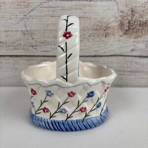 VTG Spring Ceramic Basket Décor Flowers Lattice Trinkets